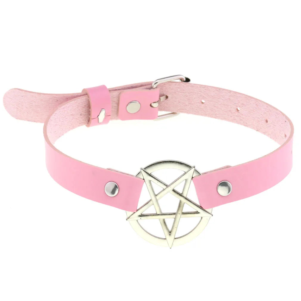 Pink Leather Choker