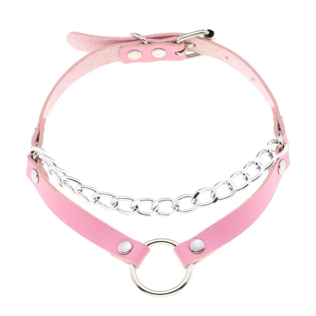 Pink Leather Choker