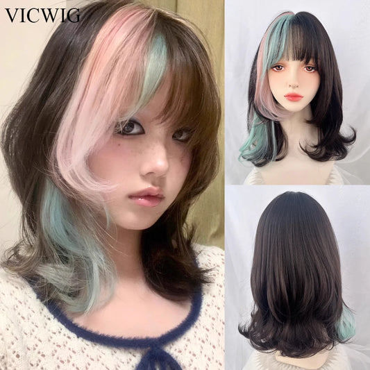 Synthetic Short Wavy Mixed Wig