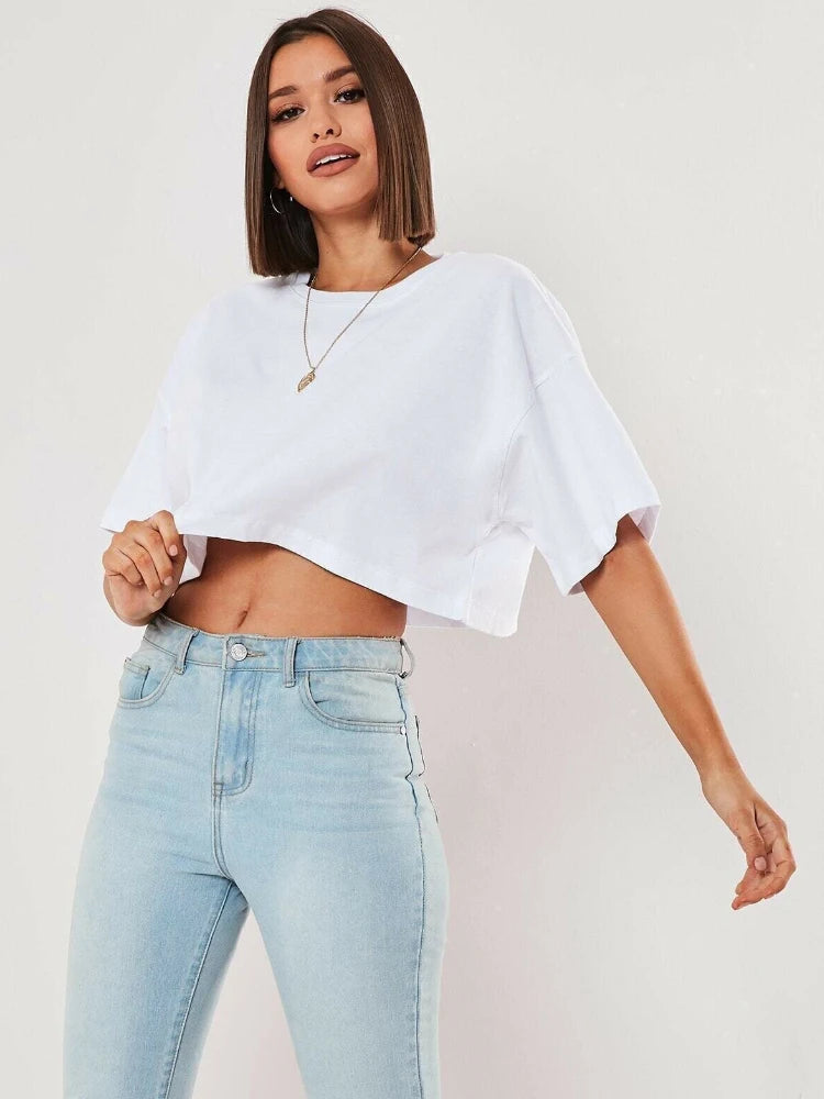 Loose Short Sleeve Crop Top