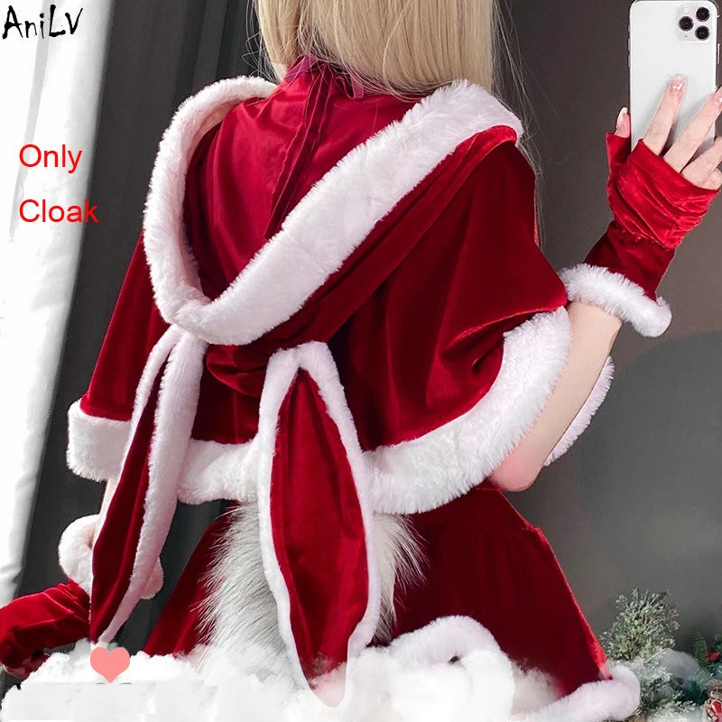 Christmas Red Dress Cloak Rope