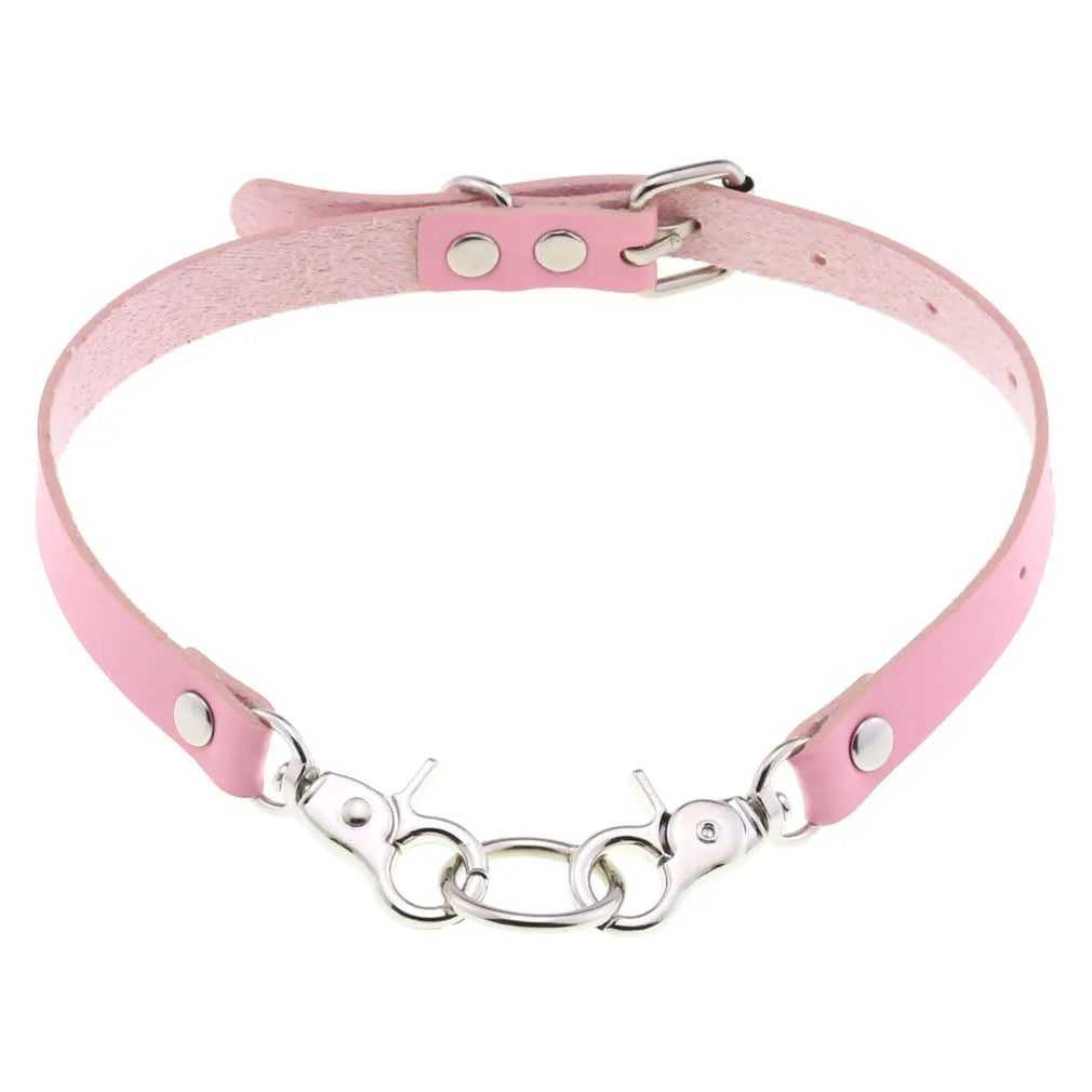 Pink Leather Choker