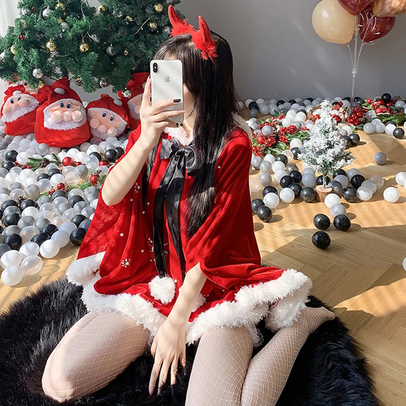 Christmas Red Dress Cloak Rope