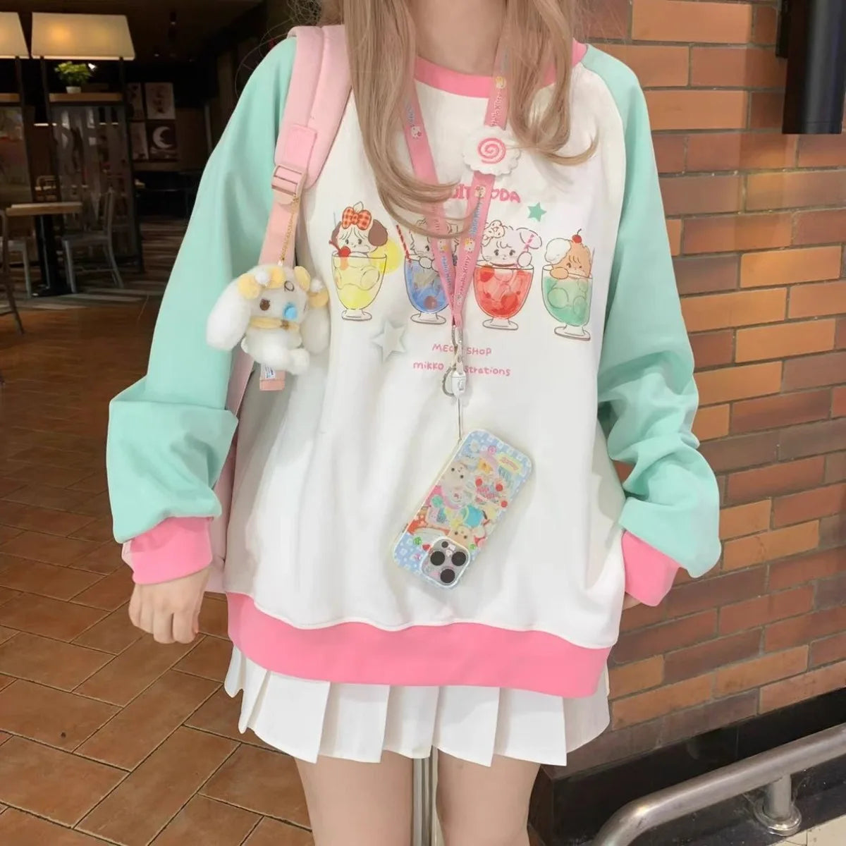 Kawaii Long Sleeve Cartoon Pattern Tops