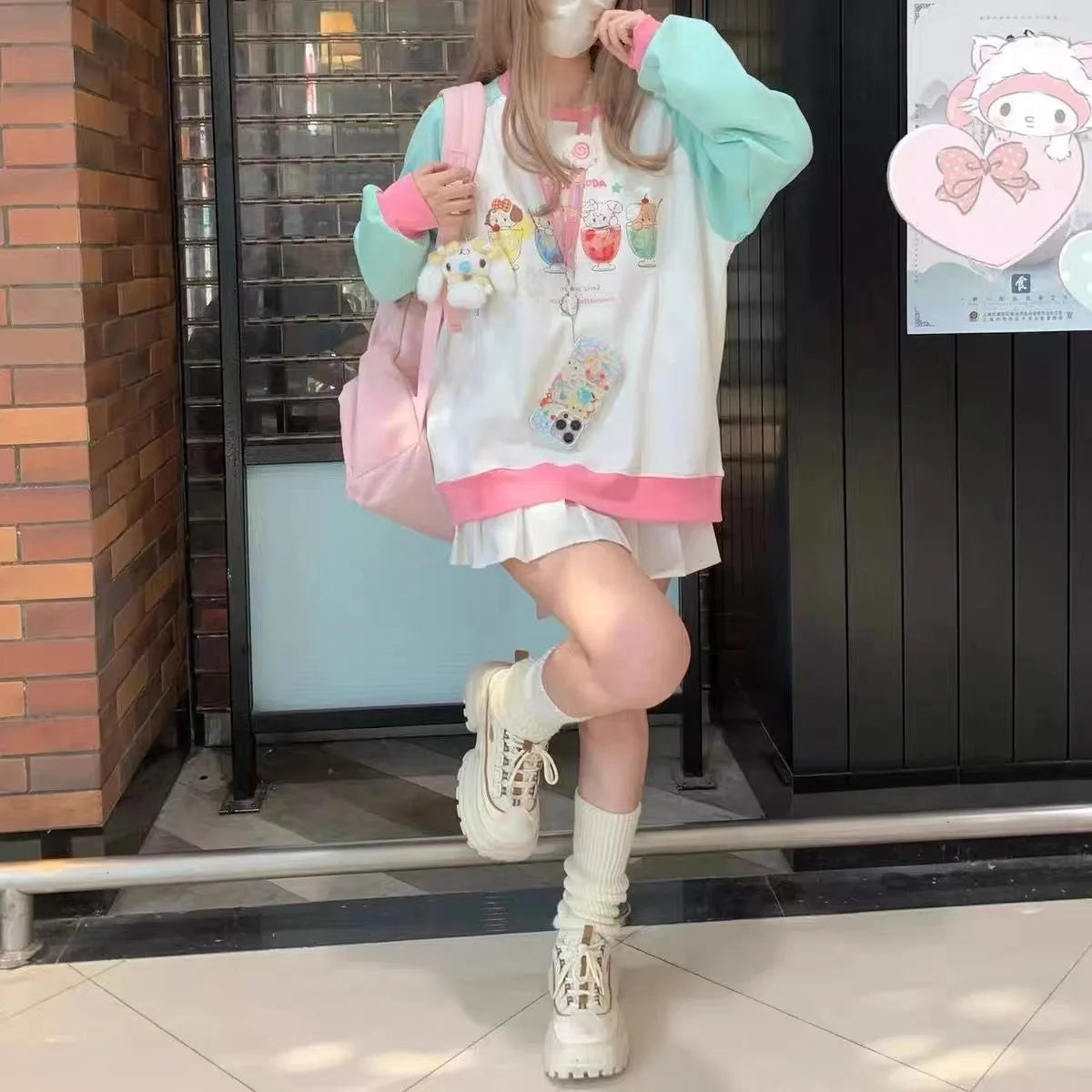 Kawaii Long Sleeve Cartoon Pattern Tops