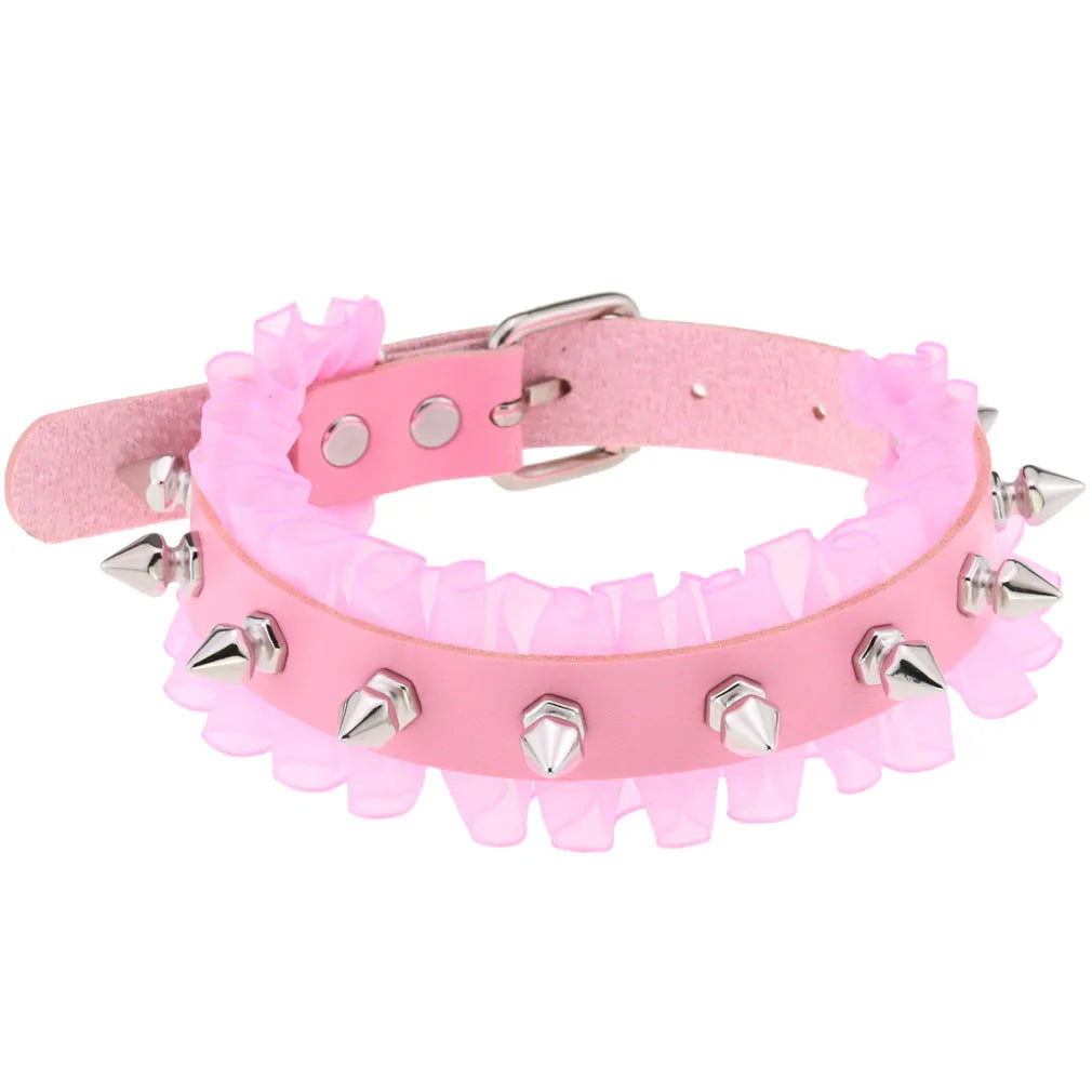 Pink Leather Choker