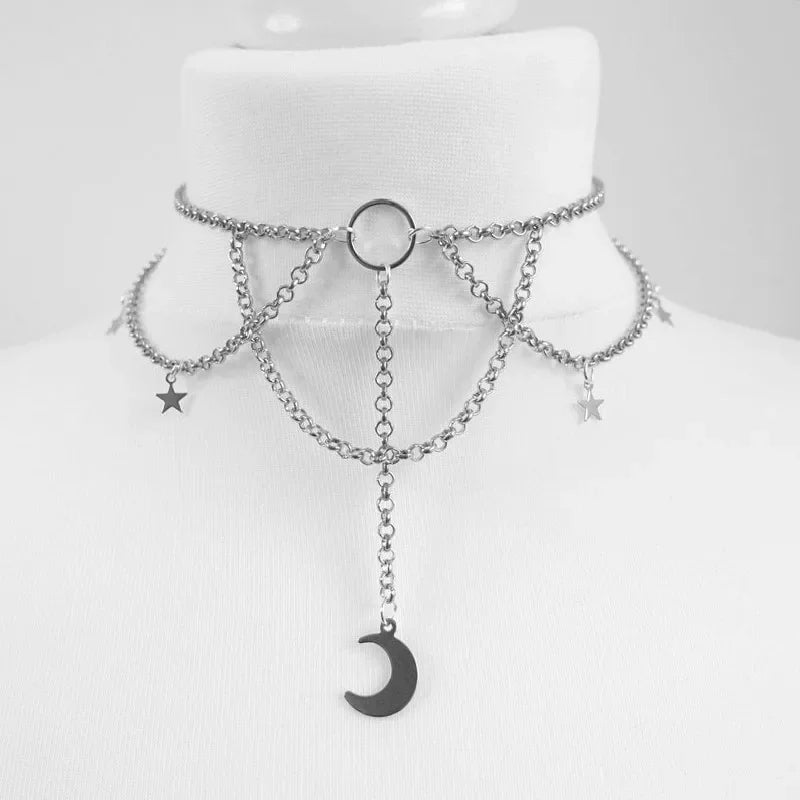 Goth Inverted Crescent Choker