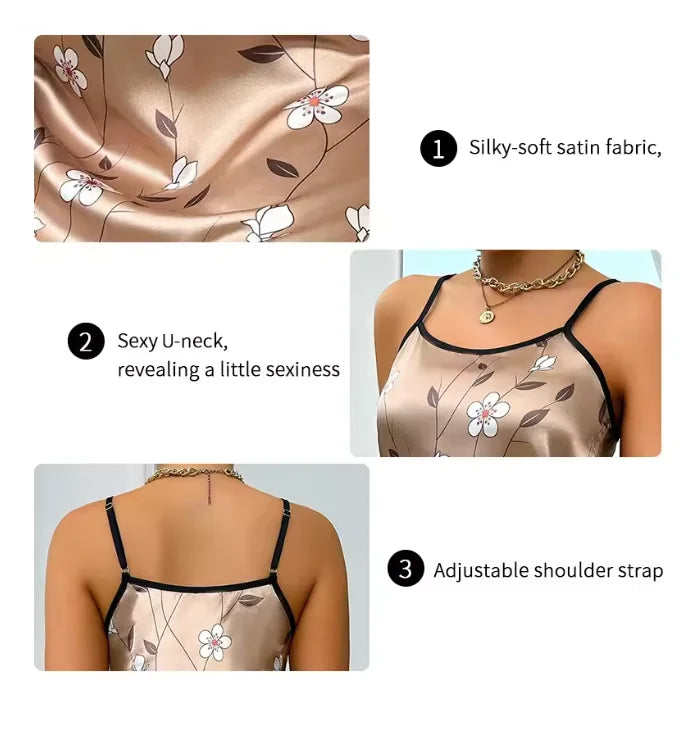 Floral Print Satin Gown