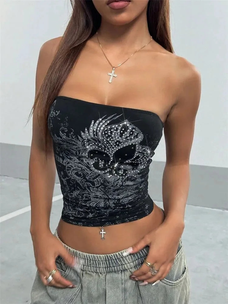 Gothic Print Tube Top