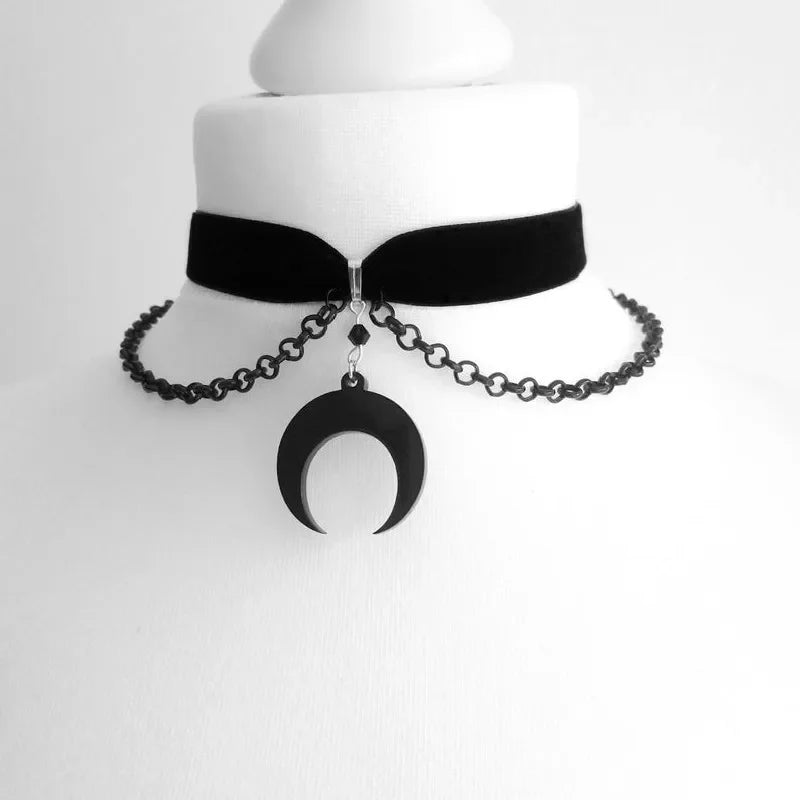 Goth Inverted Crescent Choker