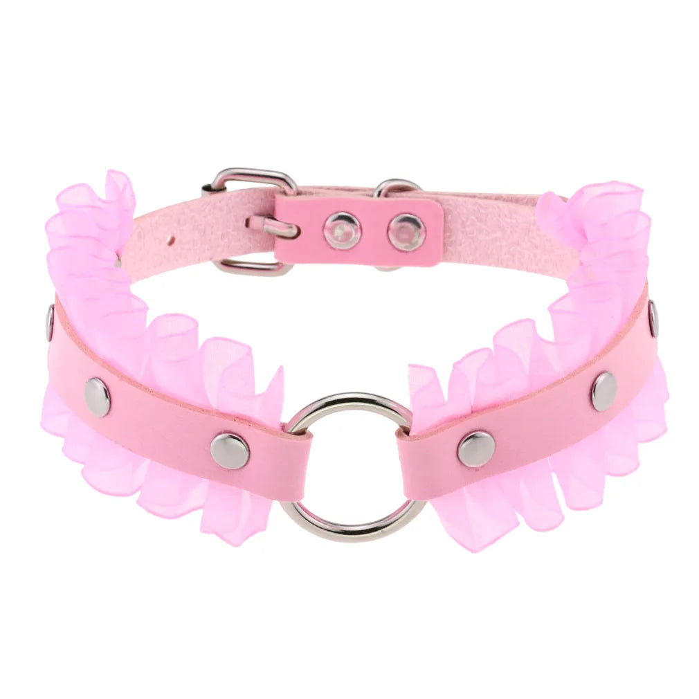 Pink Leather Choker