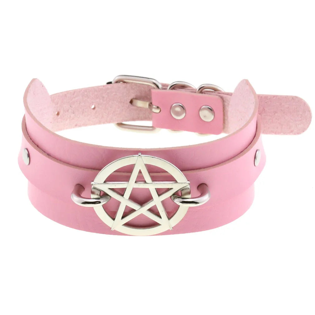 Pink Leather Choker