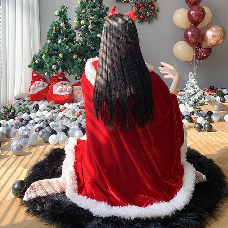 Christmas Red Dress Cloak Rope