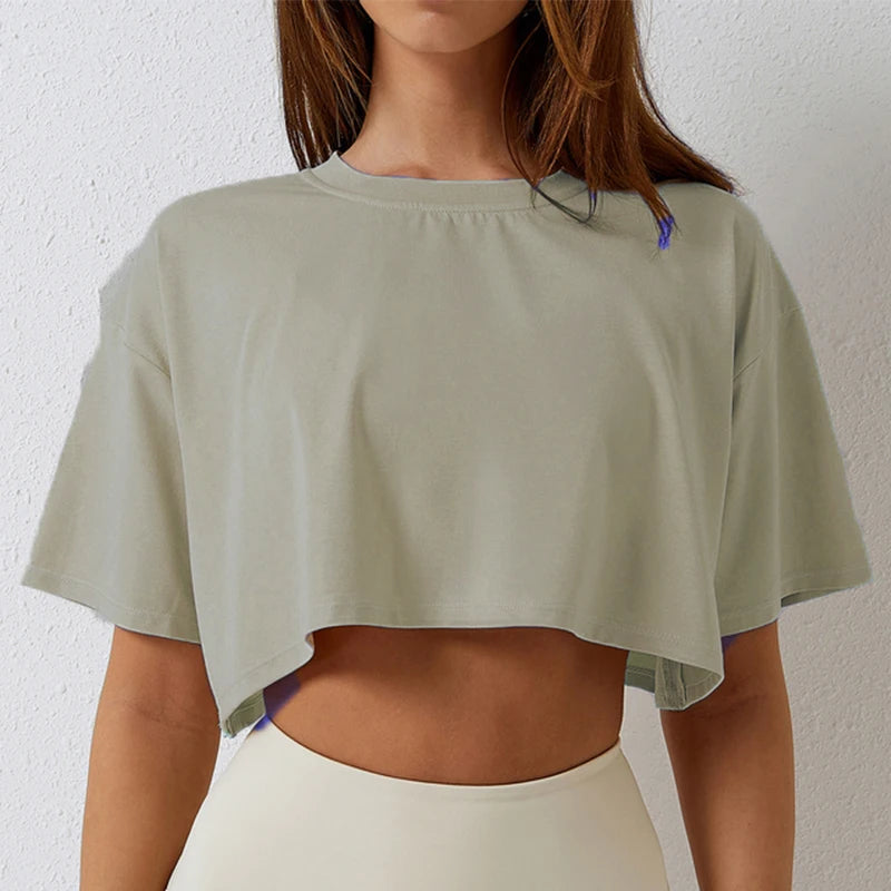 Loose Short Sleeve Crop Top