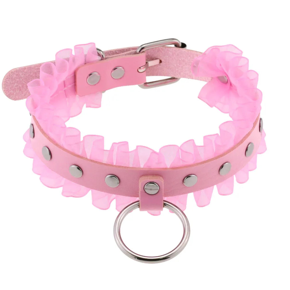 Pink Leather Choker