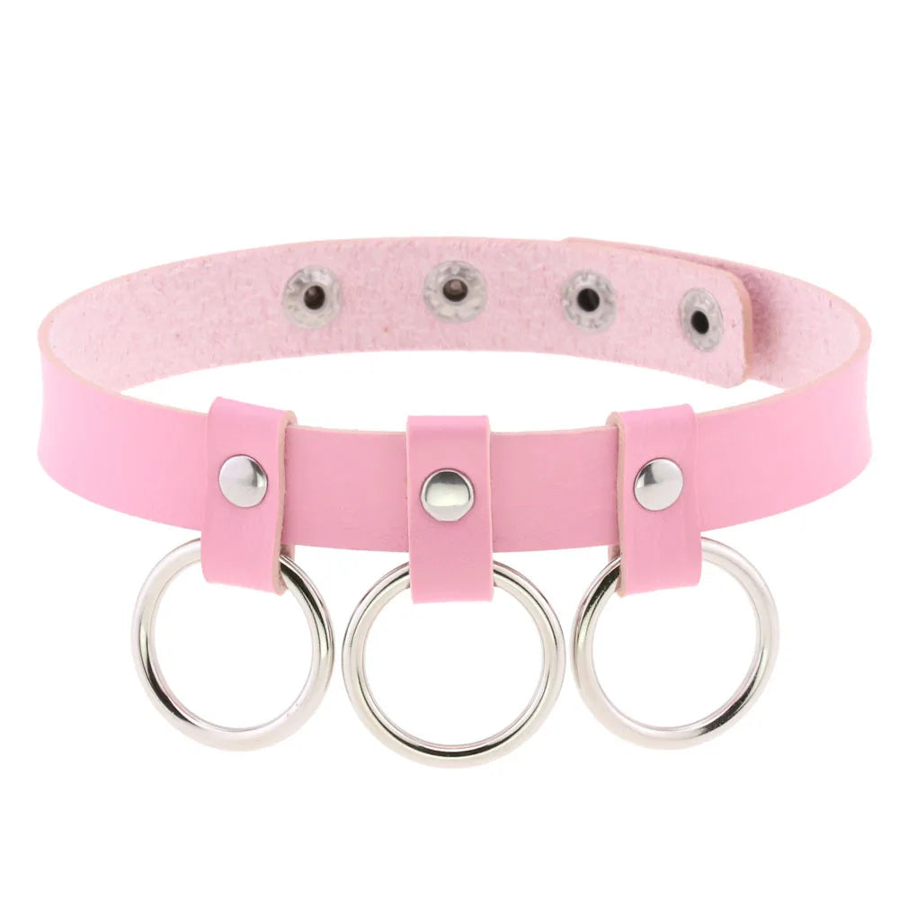 Pink Leather Choker